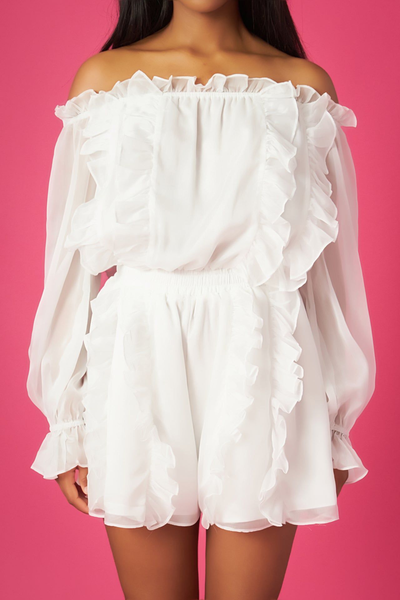 Off the Shoulder Ruffled Romper sold by Endless Rose product image thumbnail 2