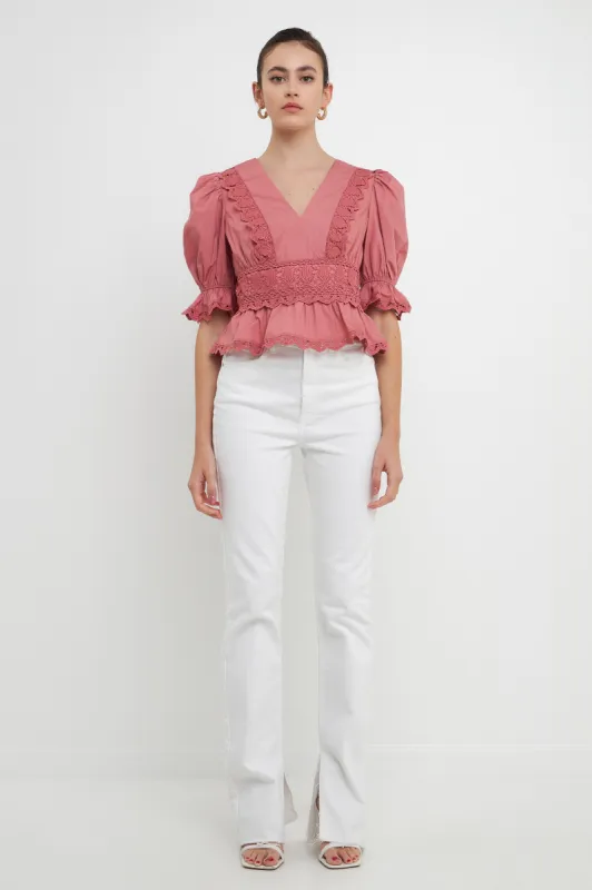 Combination Eyelet Lace Top - Final sale sold by Endless Rose