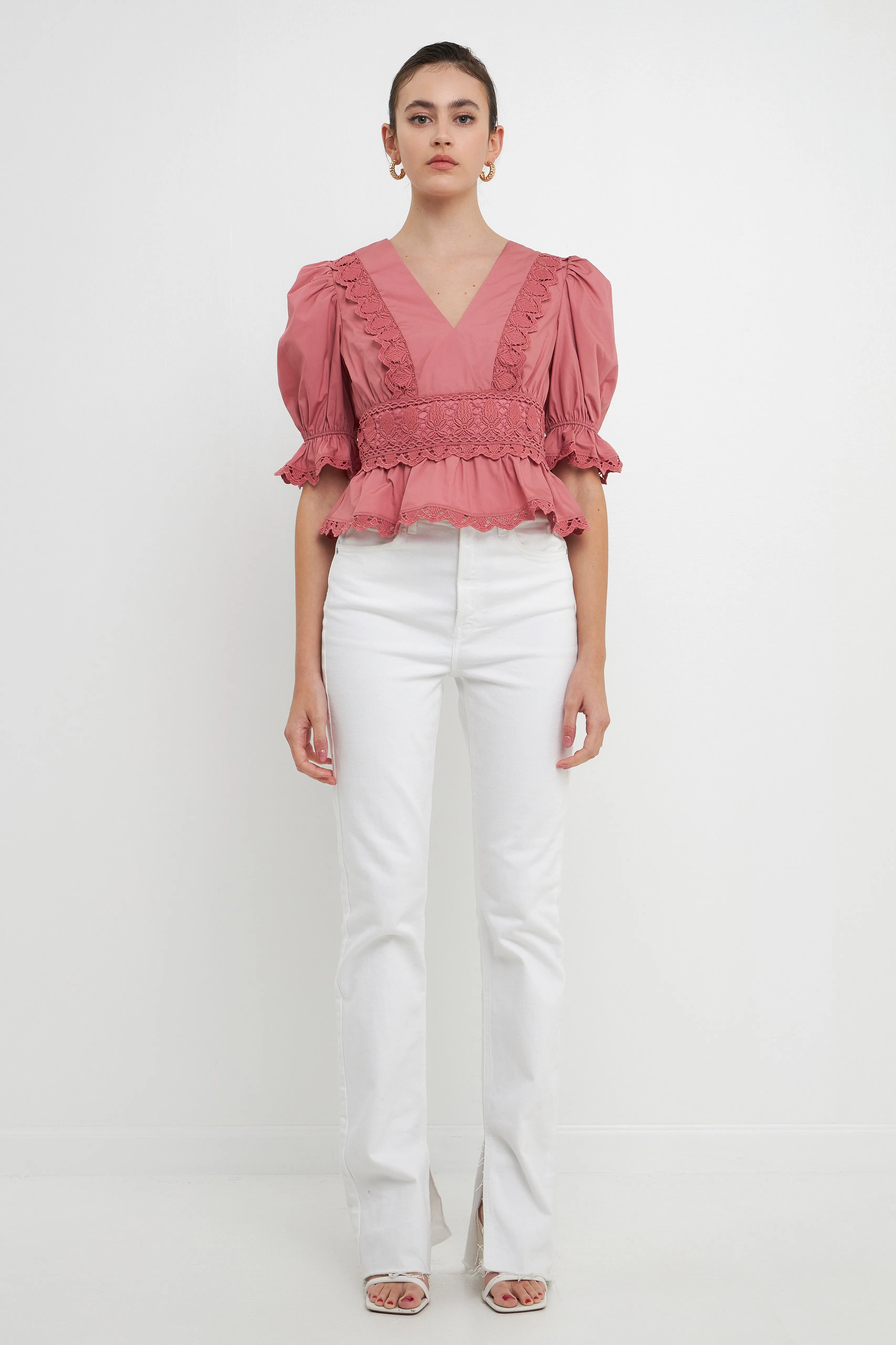 Combination Eyelet Lace Top - Final sale sold by Endless Rose