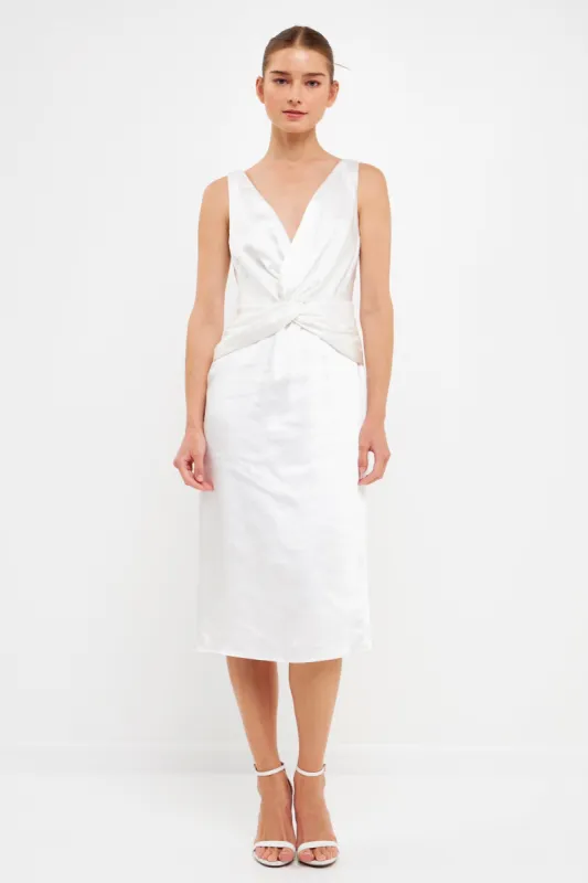 Draped Twist Satin Maxi High Low Dress sold by Endless Rose