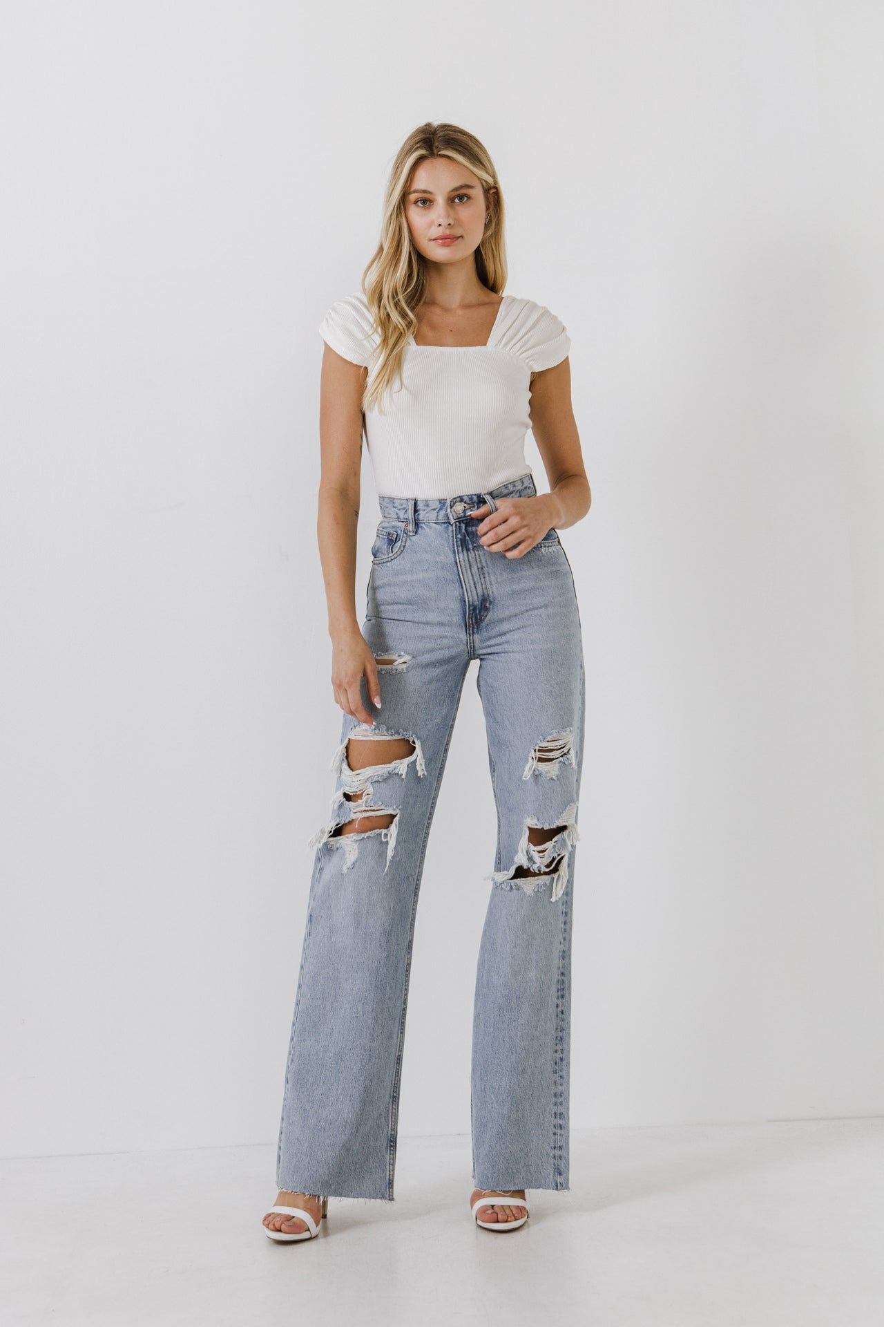 Accent Shoulder Knit Crop Top sold by Endless Rose product image thumbnail 3