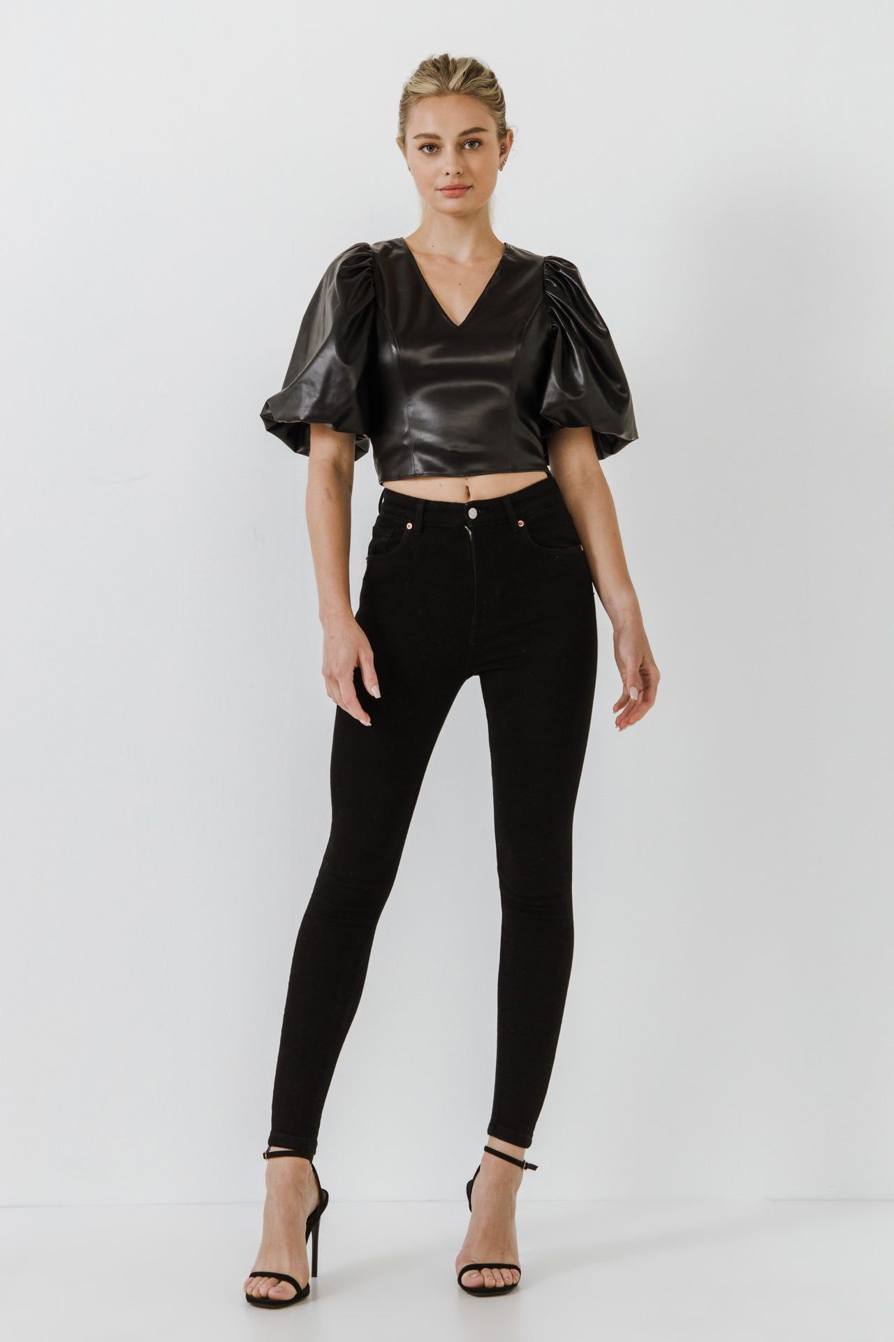 Pu Puff Sleeve Top sold by Endless Rose