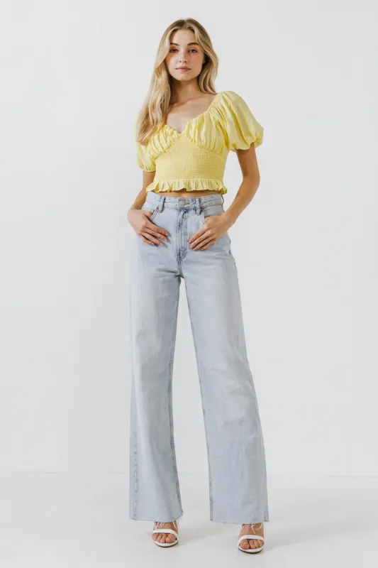 Sweetheart Smocked Puff Sleeve Top sold by Endless Rose