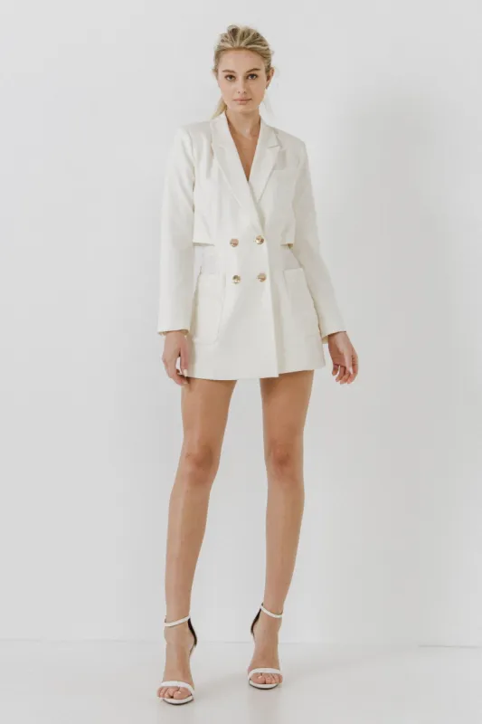 Open Back Blazer Romper sold by Endless Rose