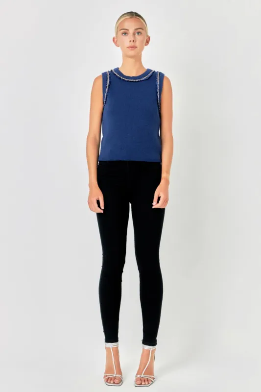 Trim Detail Knit Tank Top sold by Endless Rose