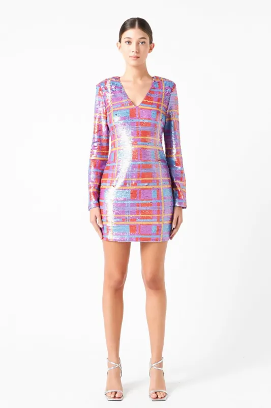 Check Pattern Sequins Dress sold by Endless Rose