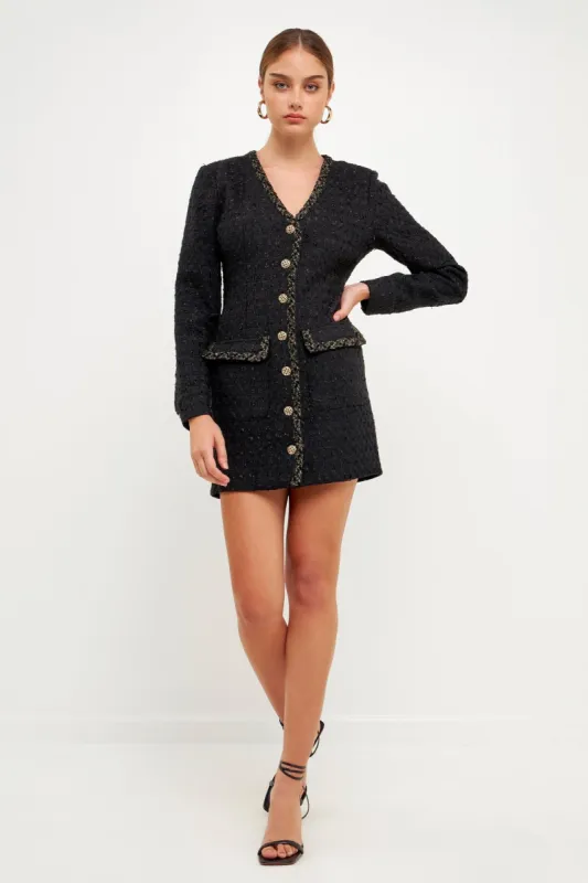 Trim Detail Tweed Dress sold by Endless Rose