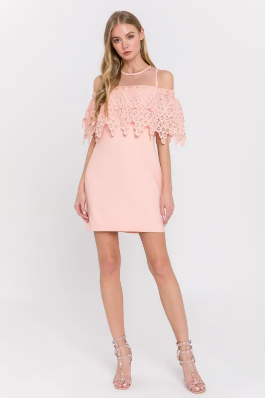 Lace Trim Detail Fitted Mini Dress sold by Endless Rose