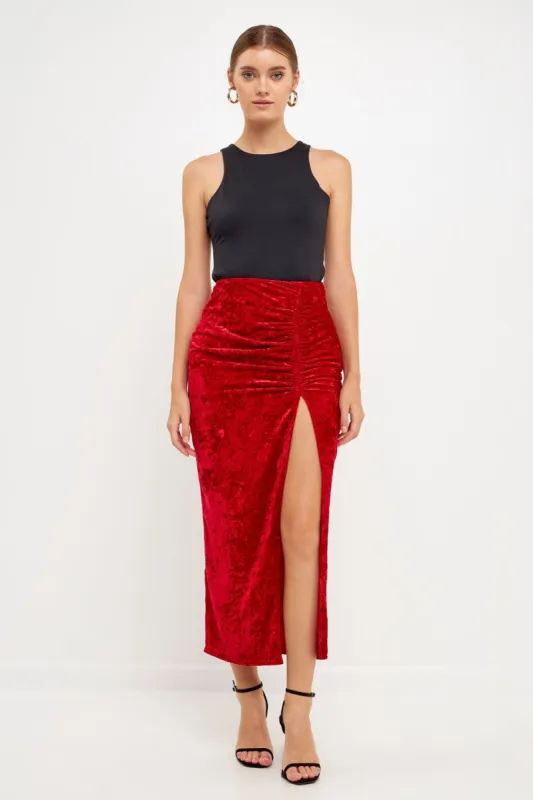 Velvet Ruched Maxi Skirt sold by Endless Rose