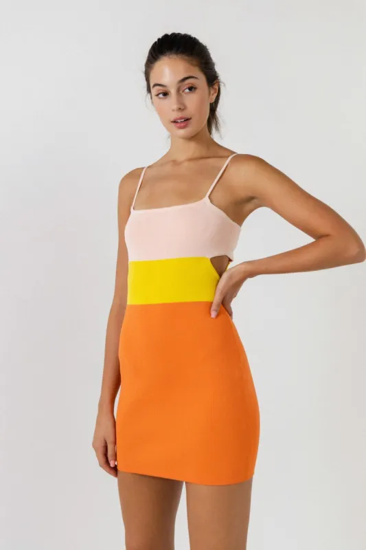 Color Block Cut Out Mini Dress sold by Endless Rose