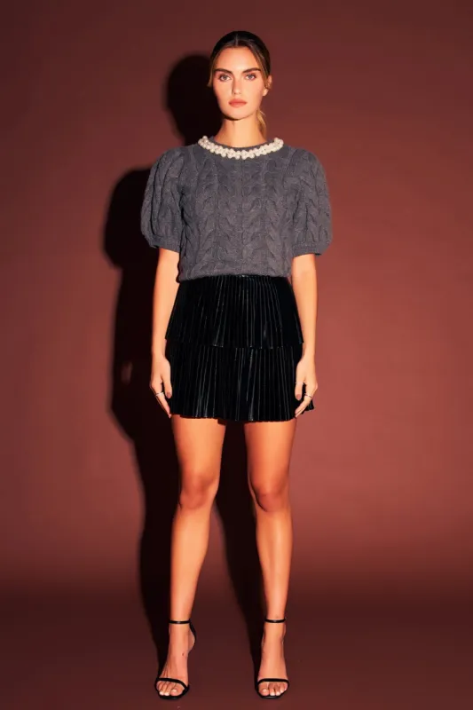 Pearl Trim Cable Knit Top sold by Endless Rose