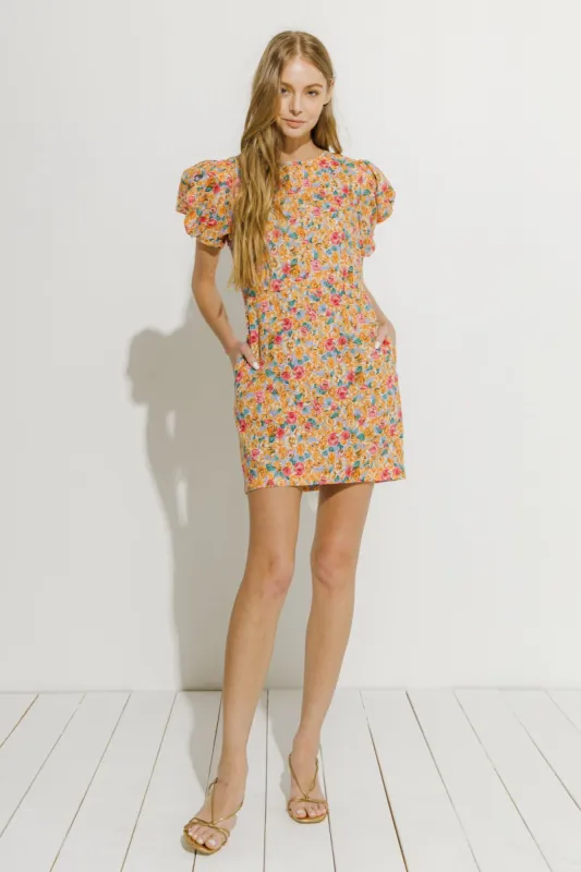 Floral Fitted Puff Sleeve Mini Dress sold by Endless Rose