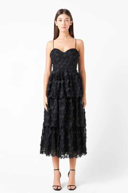Floral Tiered Midi Dress sold by Endless Rose