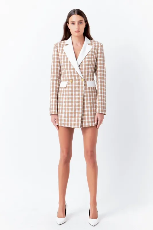 Premium Houndstooth Blazer Romper sold by Endless Rose