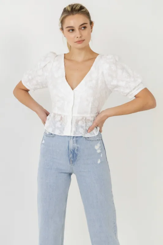 Texture Detail Button Down Top sold by Endless Rose