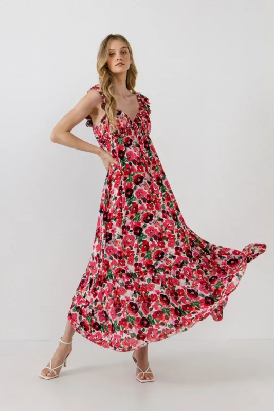 Big Floral Sweetheart Maxi Dress sold by Endless Rose