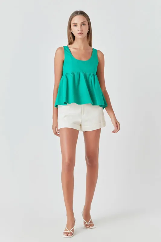 Linen Blend Apron Baby Doll Top made by Endless Rose