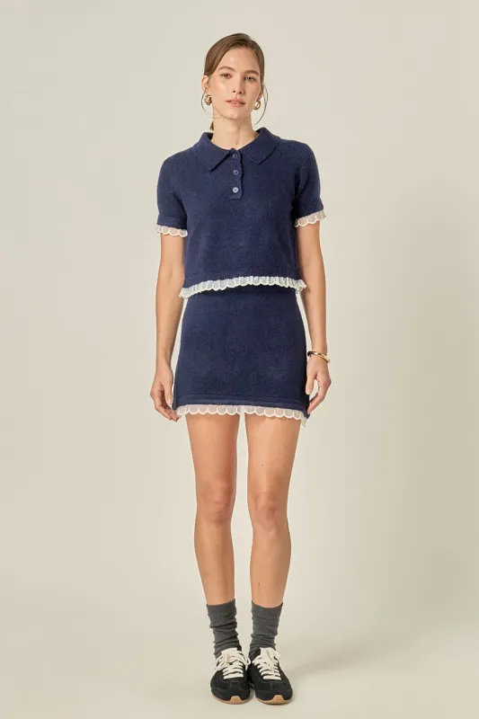 Scallop Detailed Knit Top sold by English Factory