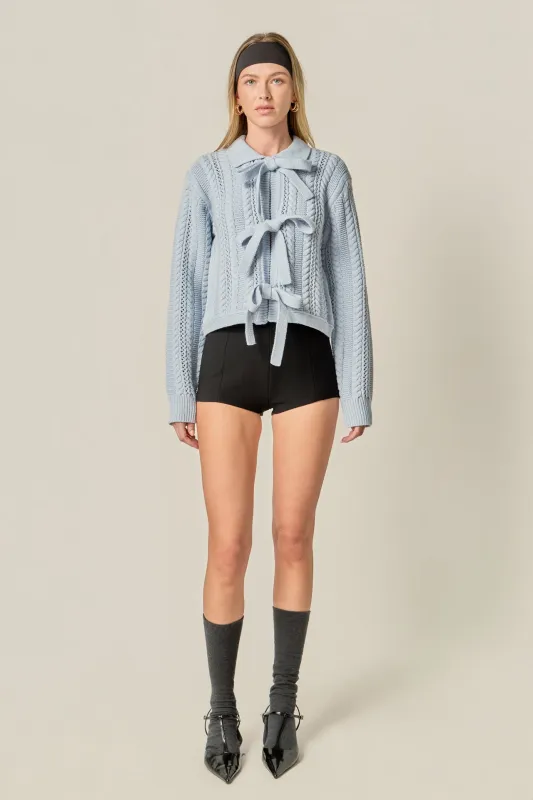 Cable Bow Cardigan sold by English Factory
