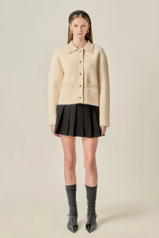 Contrast Placket Cardigan sold by English Factory