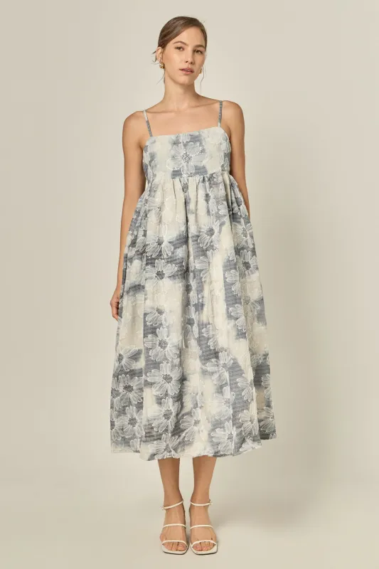 Floral Embroidery Sleeveless Midi Dress sold by English Factory