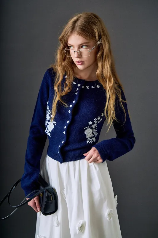 Floral Embroidery Cardigan sold by English Factory
