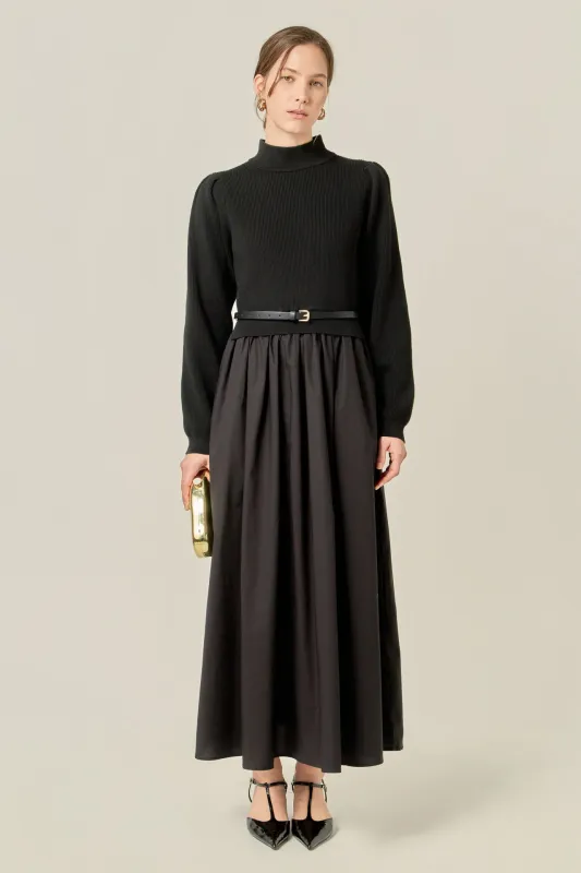 Peplum Waist Knit Midi Dress sold by English Factory