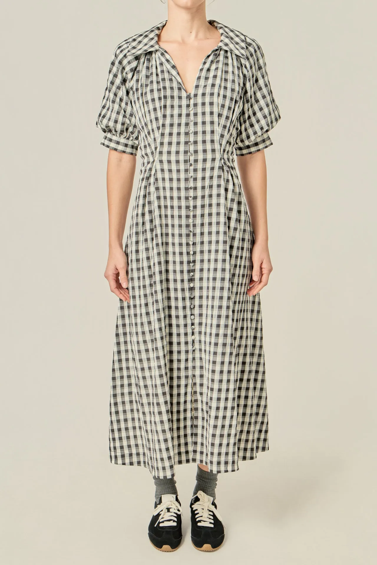 Gingham Puff Sleeve Dress sold by English Factory product image thumbnail 2