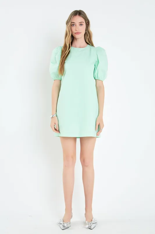 Puff Sleeve Mini Dress sold by English Factory