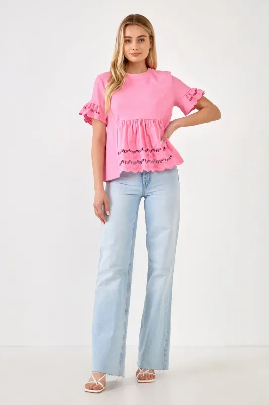 Knit Eyelet Mixed T-Shirts sold by English Factory