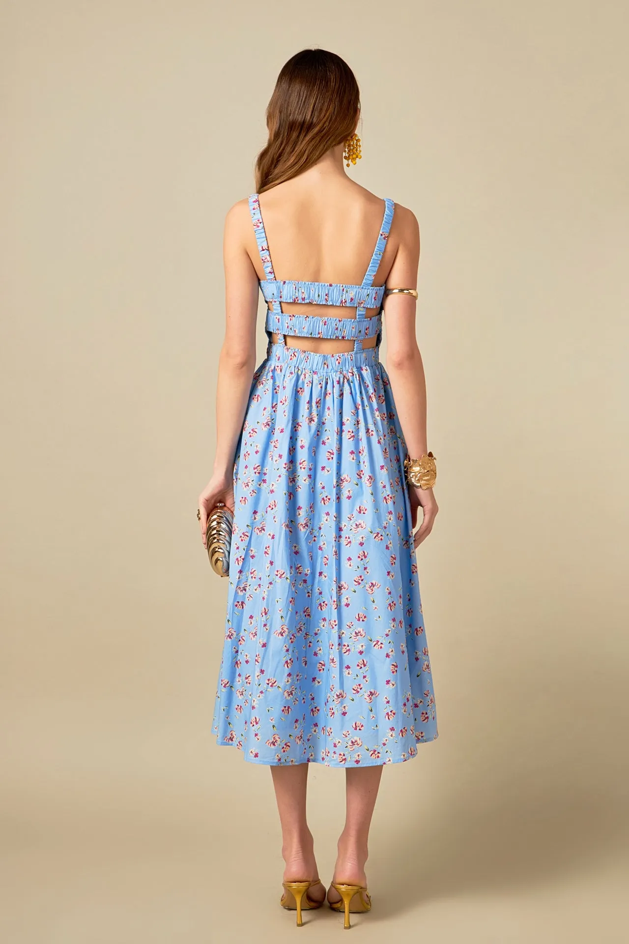 Floral Print Smocked Dress in Blue sold by English Factory product image thumbnail 4