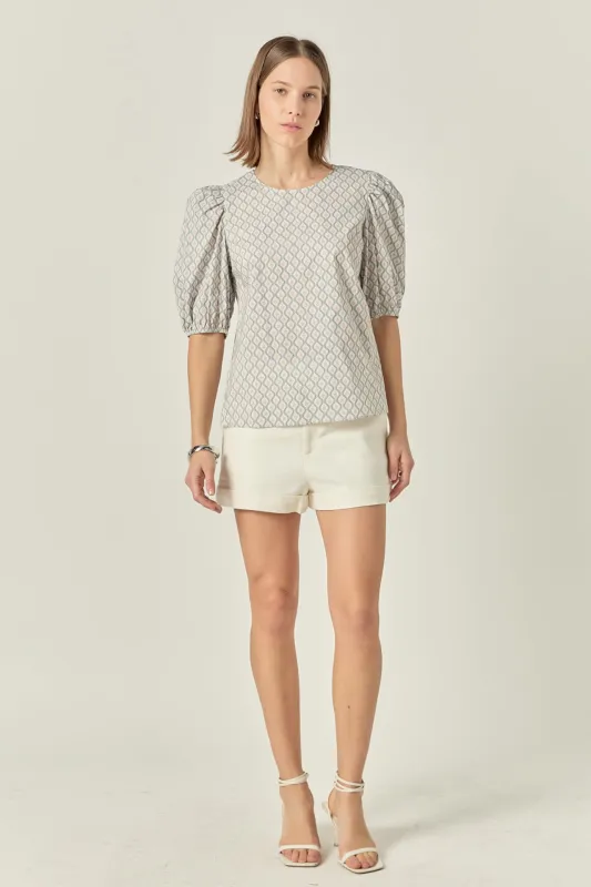 Floral Print Puff Sleeve Top sold by English Factory