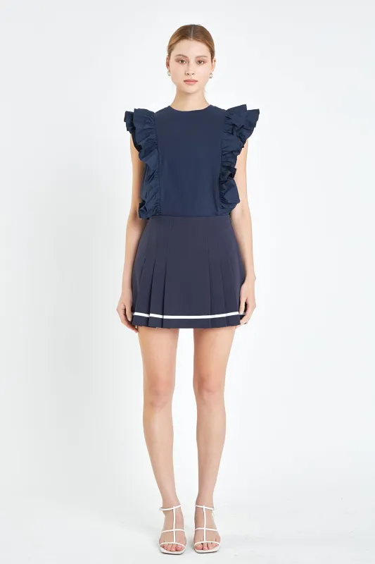 Poplin Ruffle Detail Sleeveless Top sold by English Factory