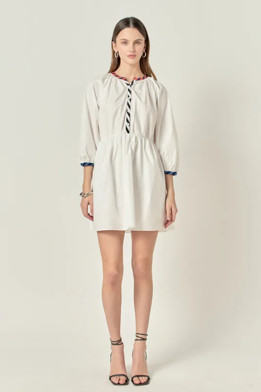 Poplin Shirt Dress with Striped Binding sold by English Factory