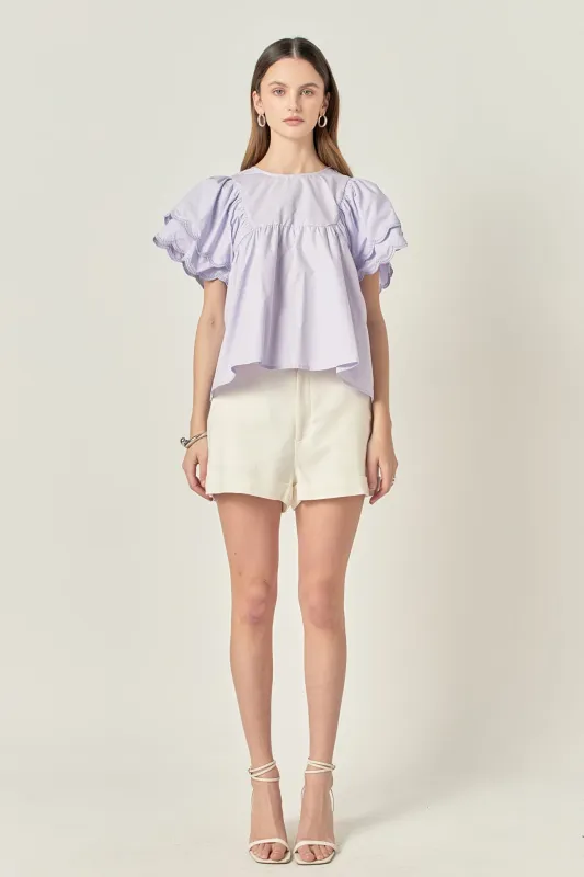 Scallop Hem Sleeve Top made by English Factory