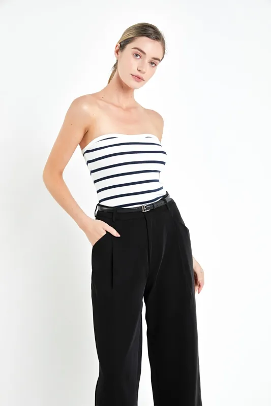 Strapless Striped Knit Top sold by English Factory