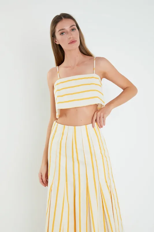 Stripe Poplin Cropped Tank Top sold by English Factory