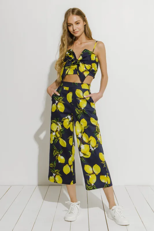 Lemon Print Pants sold by English Factory