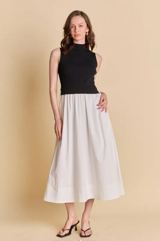 Sleeveless Mixed Media Midi Dress sold by English Factory