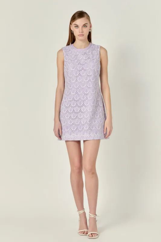 Marina Crochet Lace Mini Dress sold by English Factory