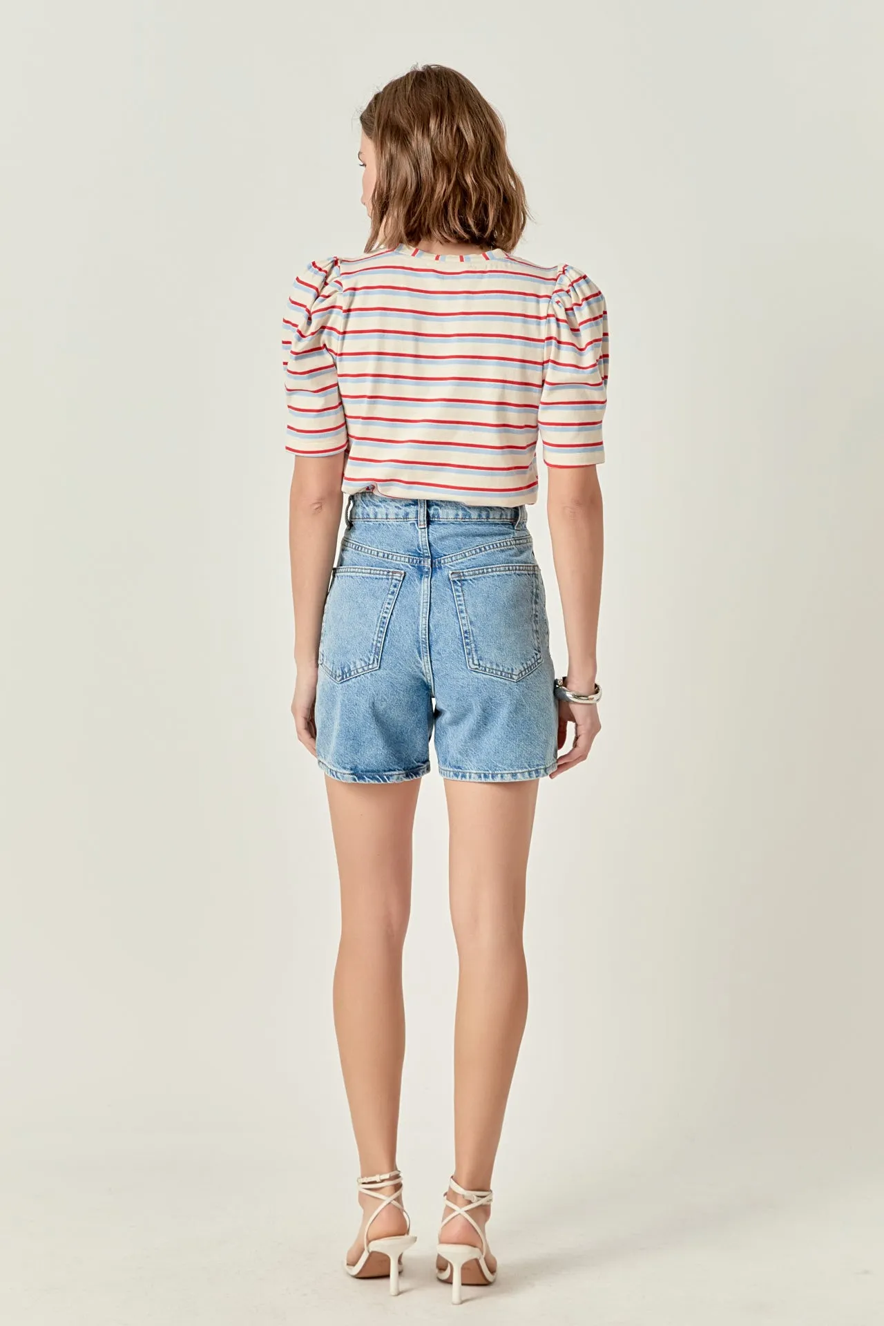 Stripe Knit Puff Sleeve Shirt sold by English Factory product image thumbnail 4