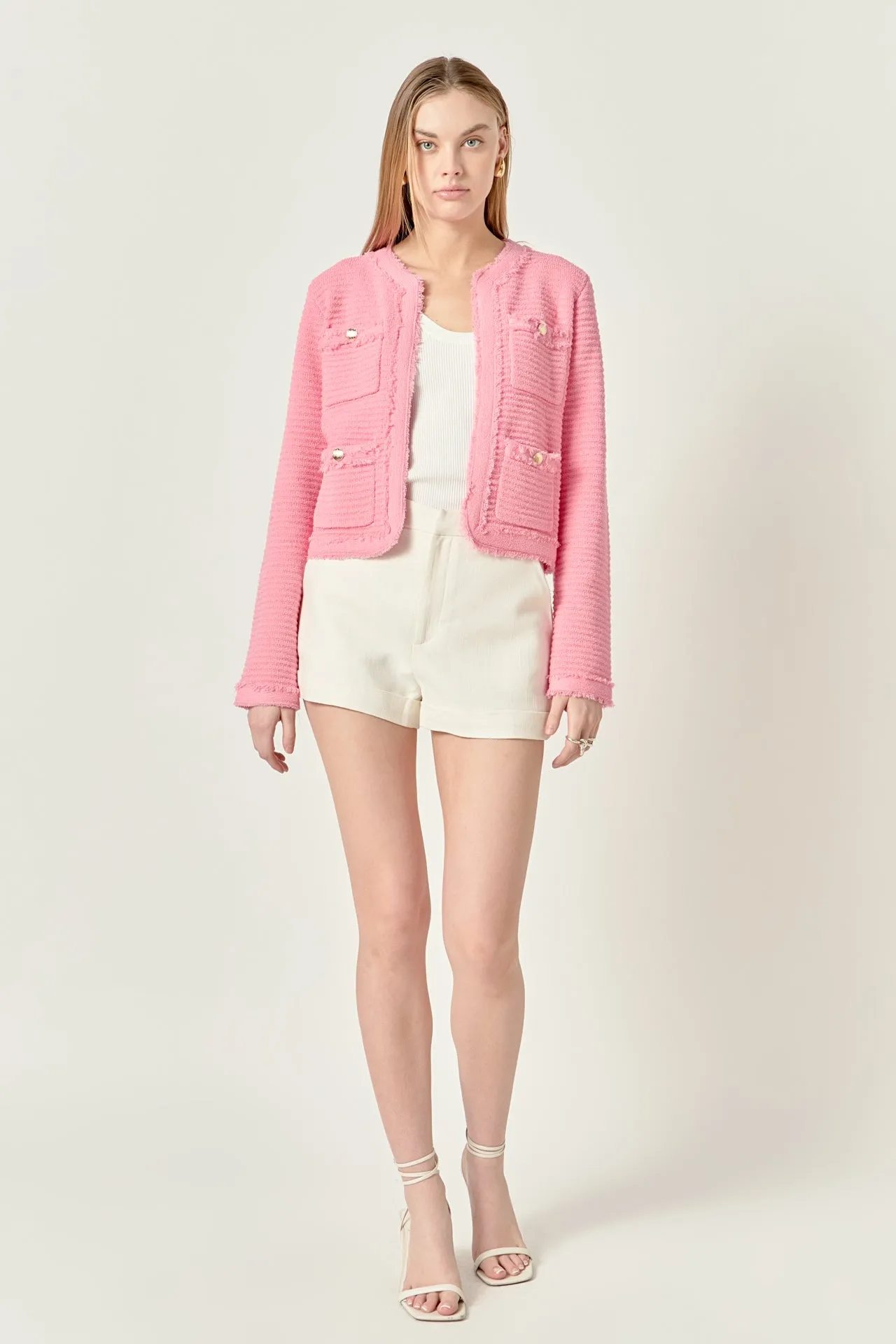 Lucy Fringe Detailed Knit Cardigan sold by English Factory