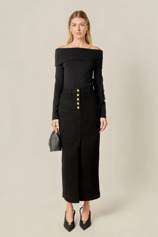 Denim Maxi Skirt sold by English Factory