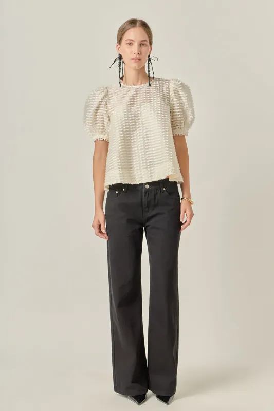 Textured Puff-Sleeve Blouse sold by English Factory