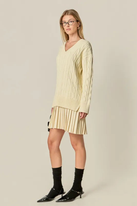 Cable Knit Pleated Mini Dress sold by English Factory