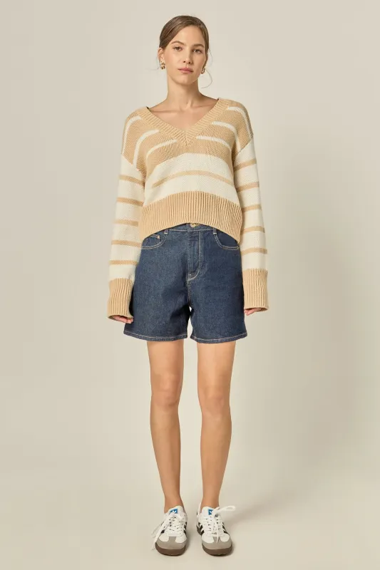 V-neck Striped Sweater sold by English Factory