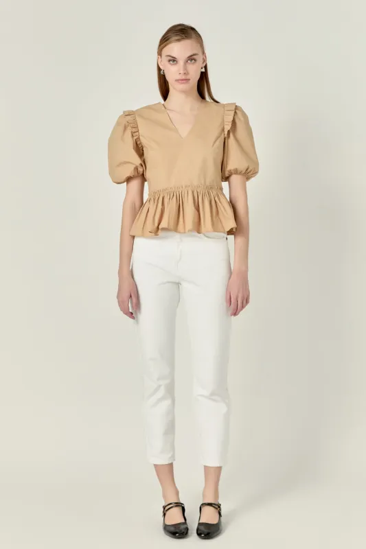 Eyelet Mixed Media Knit Top made by English Factory