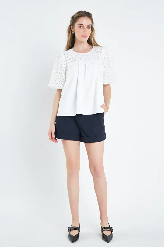 Eyelet Flounced Top sold by English Factory
