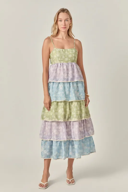 Floral Print Maxi Tiered Dress sold by English Factory