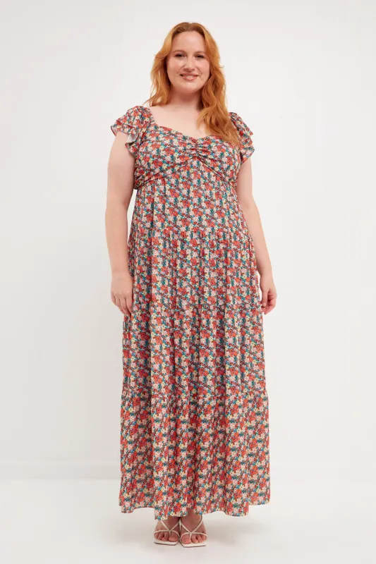 Floral Tiered Maxi Dress sold by English Factory